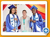 (L-R) Salutatorian, Brittany Ingraham and Valedictorian, Naaman Rolle of the WHS Class of 2016 with their English teacher Mrs. Klepper-  490A3266